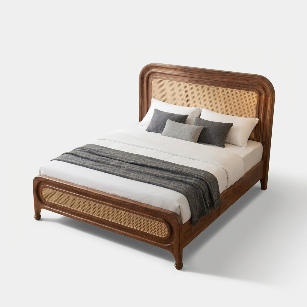 Dark Walnut Sheesham Wood Bed Frame Without Storage