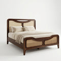 Dark Walnut King Size Bed Frame Without Storage for Bedroom