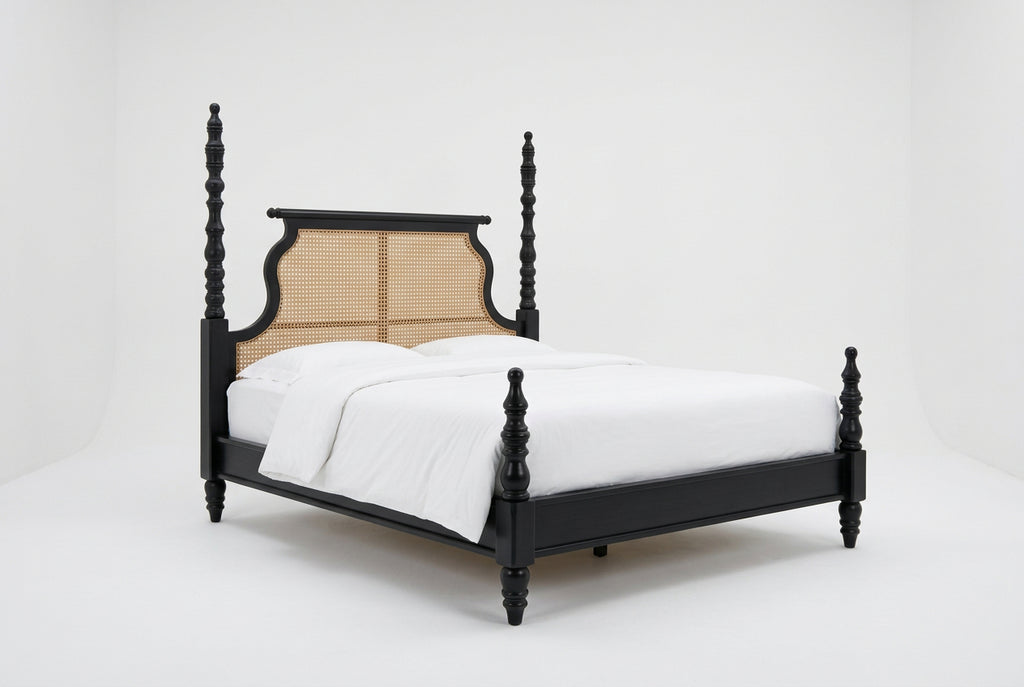 Dark Walnut Sheesham Wood Bed for Bedroom