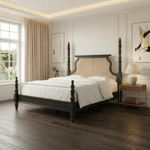 Dark Walnut Sheesham Wood Bed for Bedroom