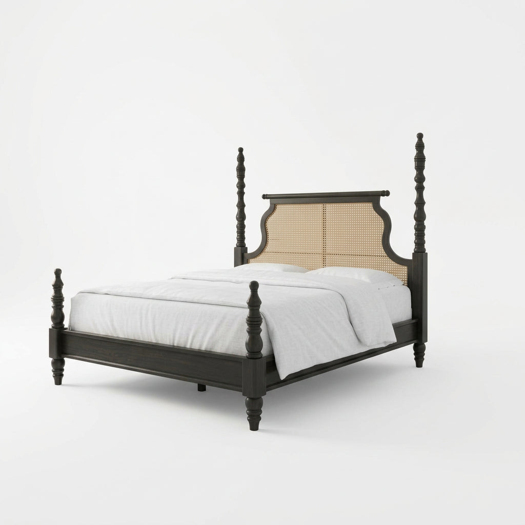 Dark Walnut Sheesham Wood Bed for Bedroom