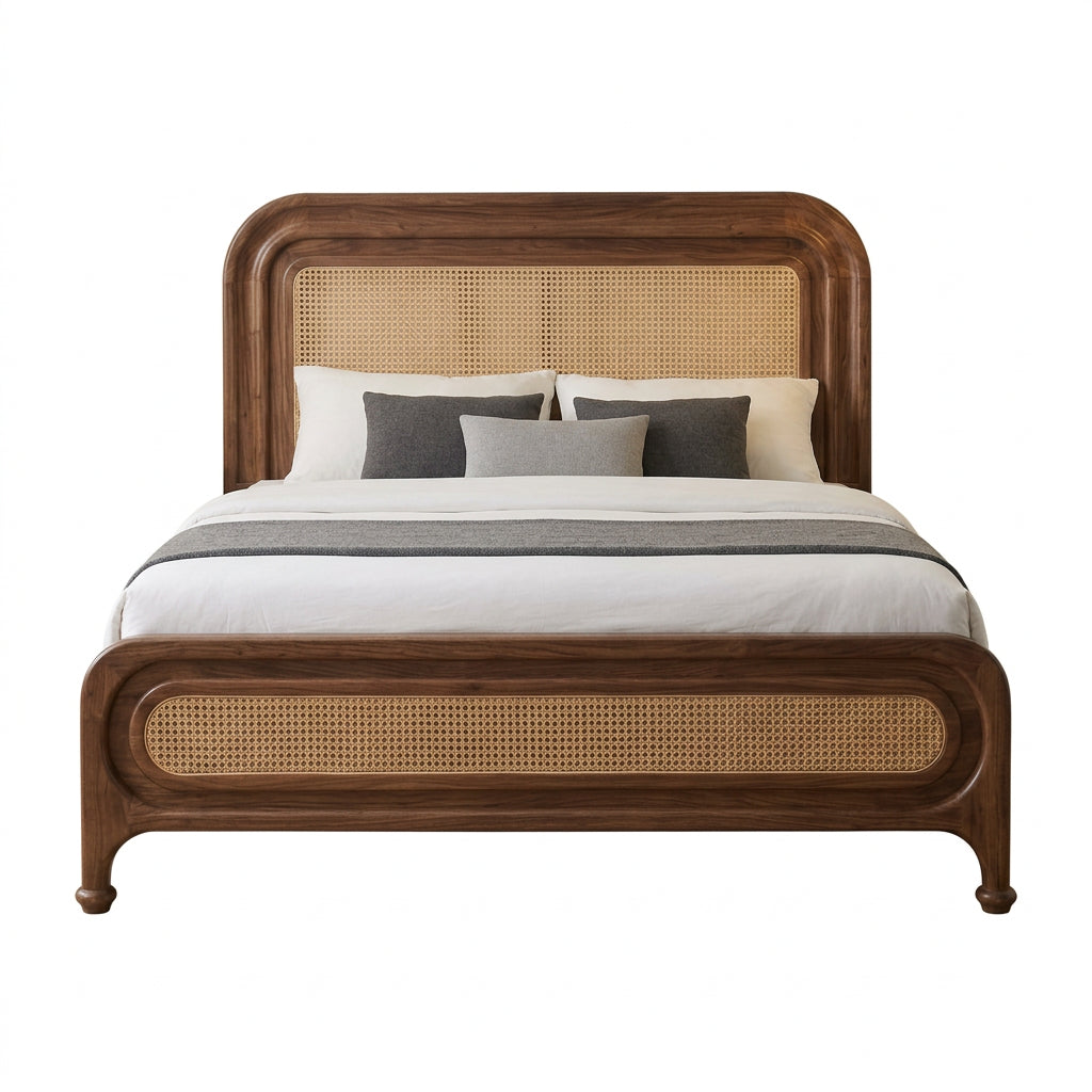 Dark Walnut Sheesham Wood Bed Frame Without Storage