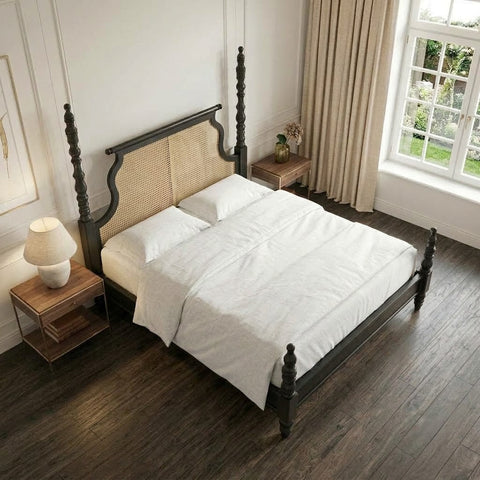 Dark Walnut Sheesham Wood Bed for Bedroom