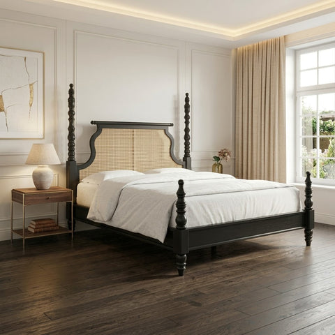 Dark Walnut Sheesham Wood Bed for Bedroom