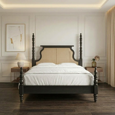 Dark Walnut Sheesham Wood Bed for Bedroom