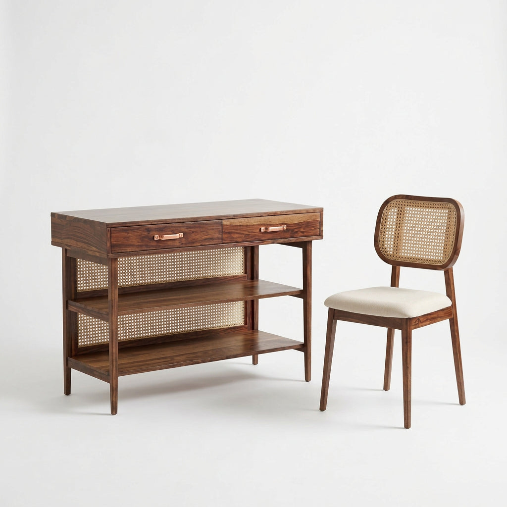 Solid Sheesham Wood Study Table and Chair Set for Students, Kids, and Adults