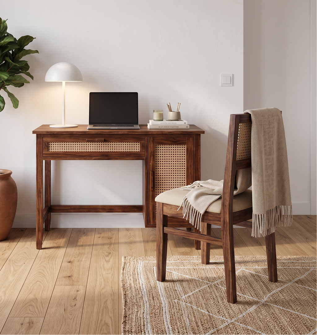 Solid Sheesham Wood Study Table and Chair Set – Durable Student Desk for Kids and Adults