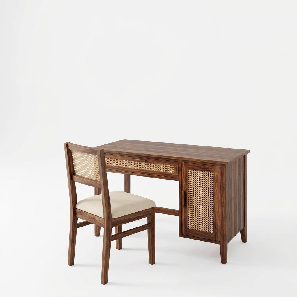 Solid Sheesham Wood Study Table and Chair Set – Durable Student Desk for Kids and Adults
