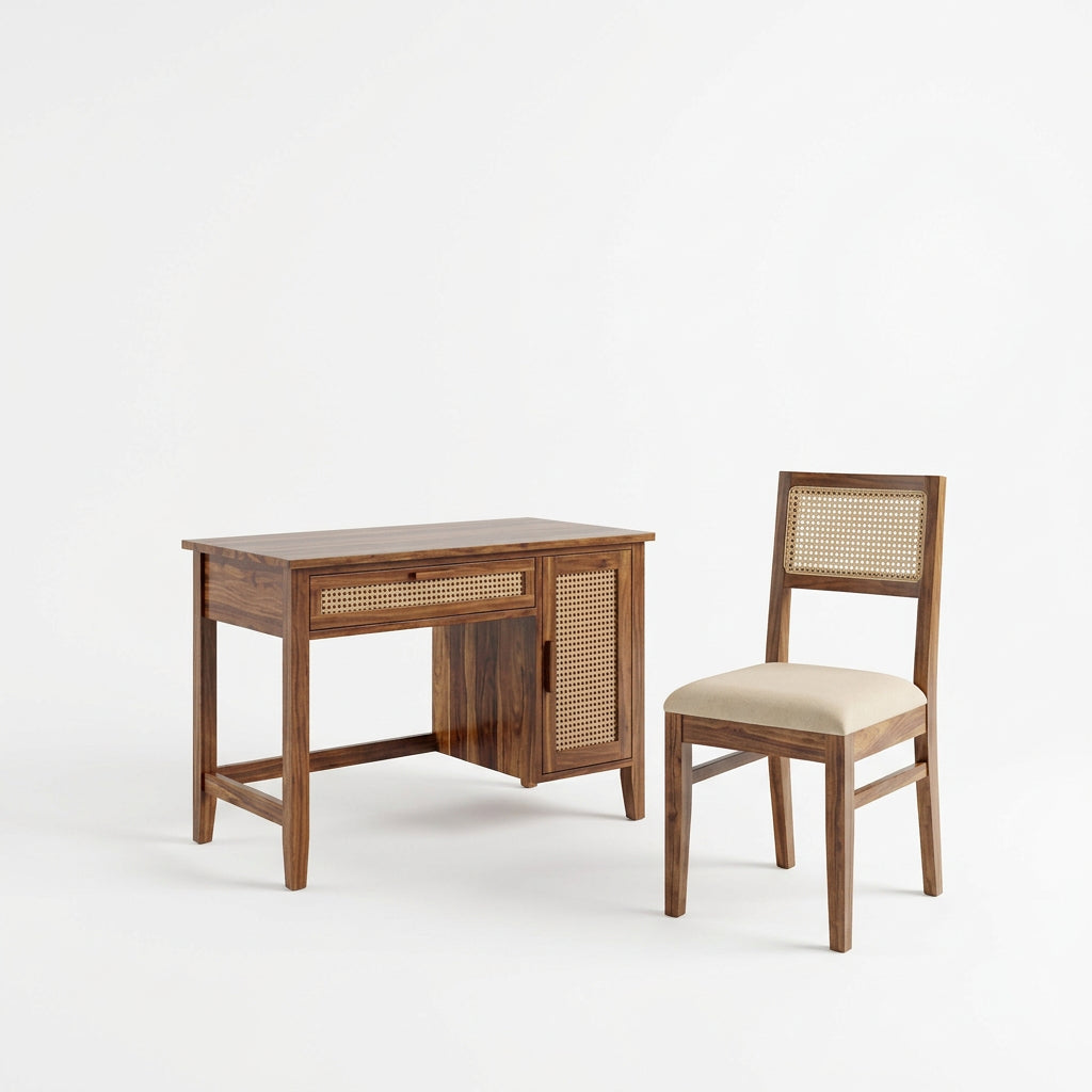 Solid Sheesham Wood Study Table and Chair Set – Durable Student Desk for Kids and Adults