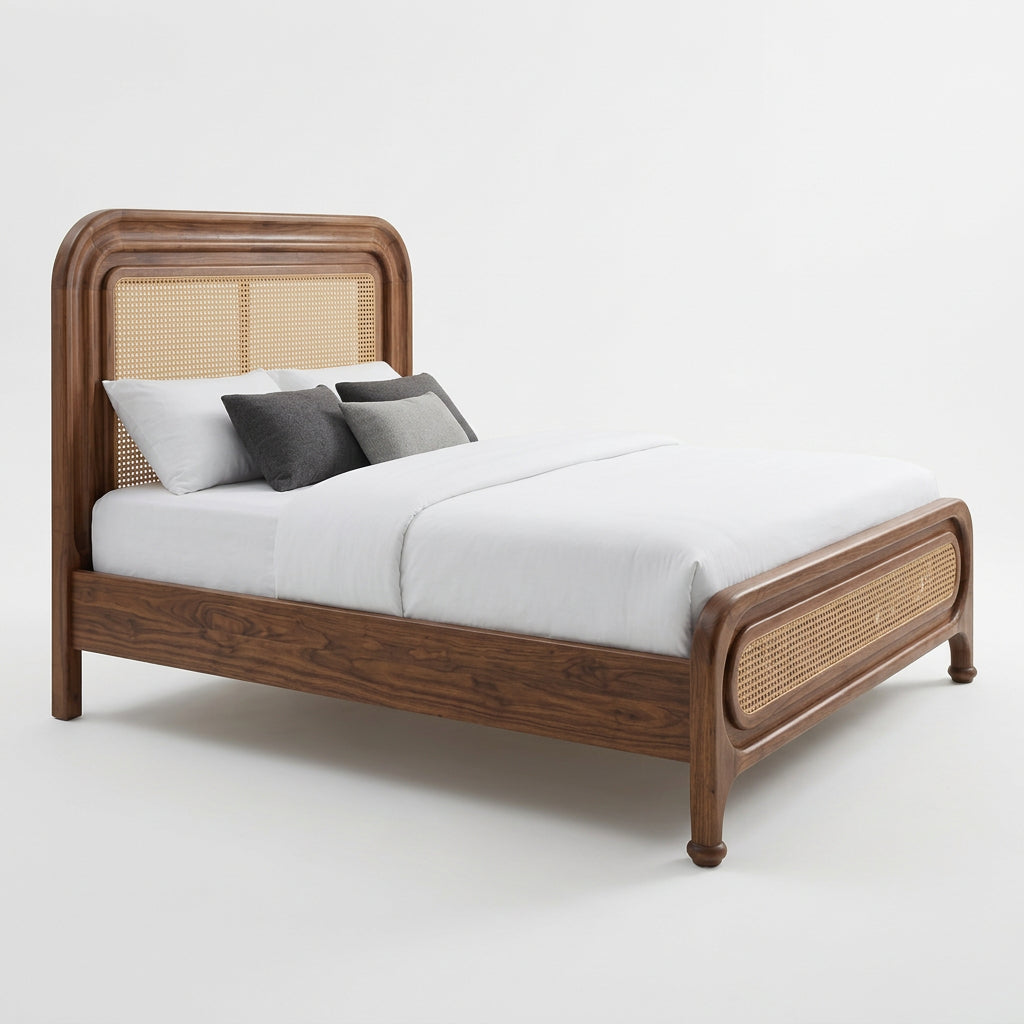 Dark Walnut Sheesham Wood Bed Frame Without Storage